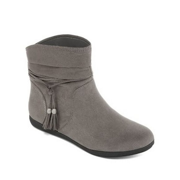 Gray Ankle Bootie Women's 8.5M AZ Kelly Suede Boot Shootie Boho Tassel Aztec - Picture 1 of 7
